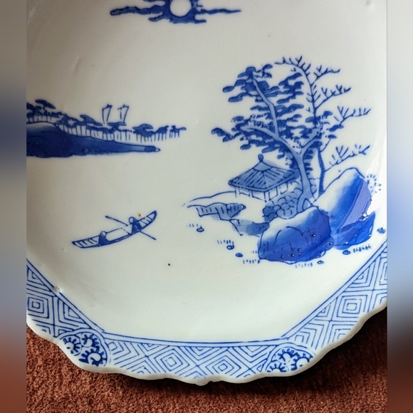 Asian Blue White Tree & Sun Vintage Collectible Plate - Picture 5 of 11